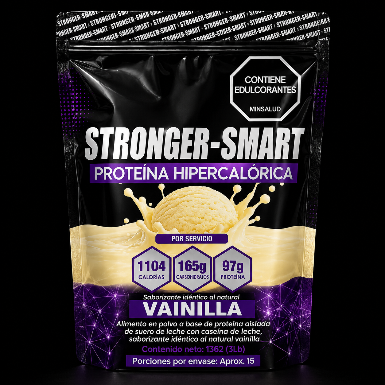 Proteína Hipercalorica STRONGER  3 Libras sabor Vainilla