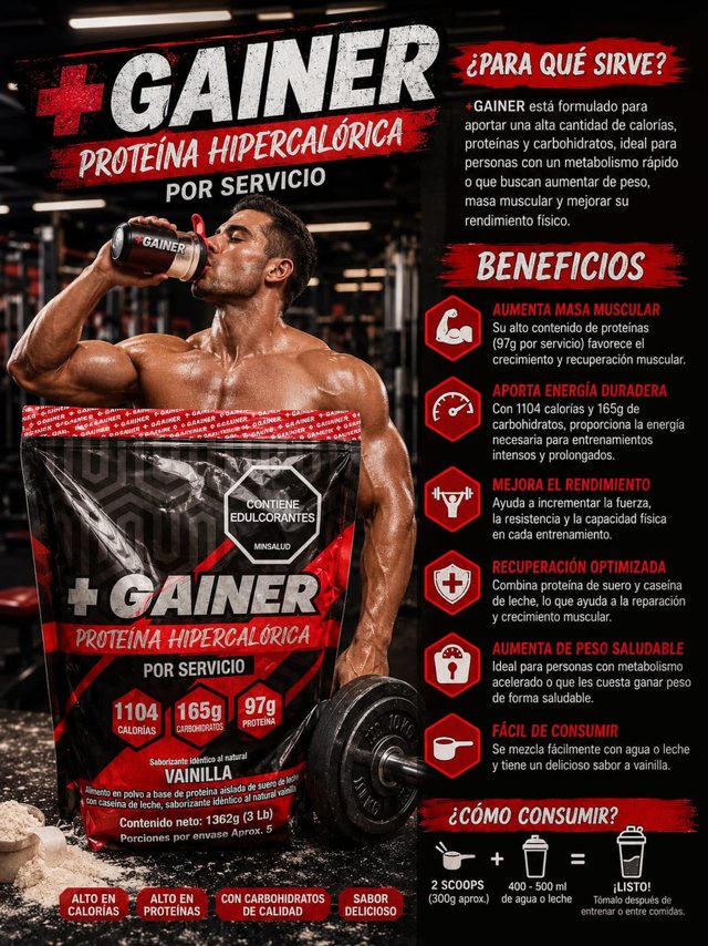 Smart + Gainer proteína hipercalórica 3 libras