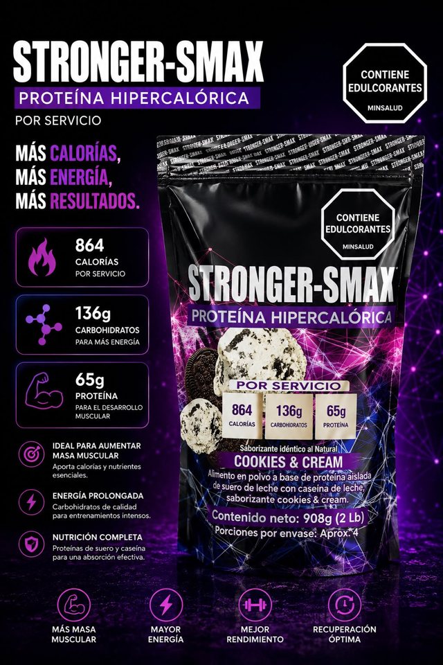 Stronger proteína hipercalórica cookies and cream 2 lb